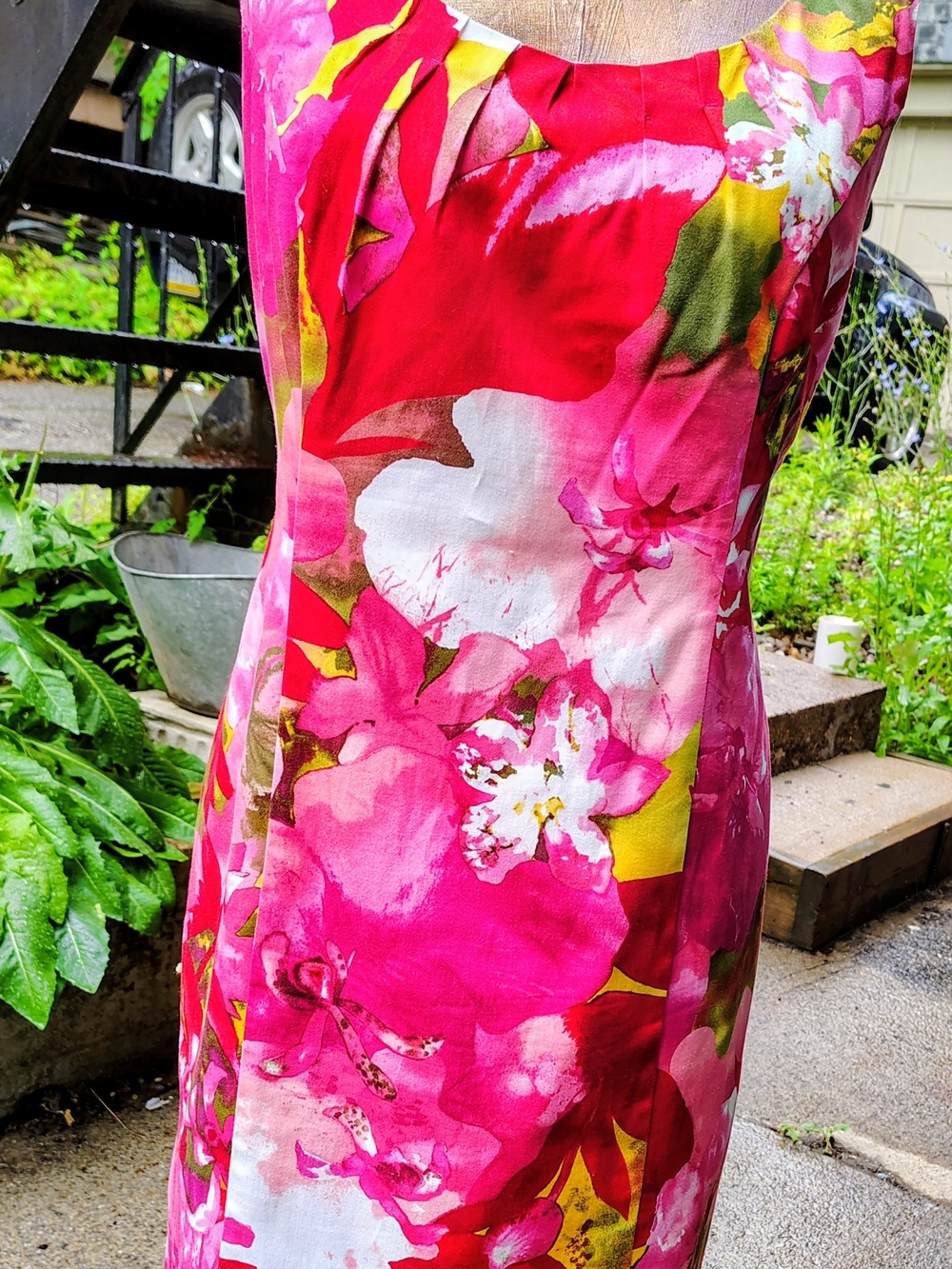 Julian Taylor Pink Floral Midi Sheath Dress